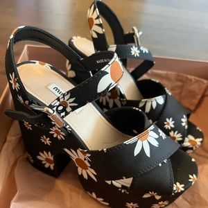 BINB Miu Miu size 37/7 Calzature Donna Floral Platform Sandals Heels Wedges